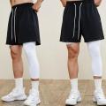 【Footprint】 Men One Leg Basketball Tights Compression Polyester Sports Training Running Fitness Tights Pants Athletic Base Layer. 