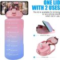 3 Pieces Combo Motivational Water Bottle Set For Day-to-Day Routine | With Time Marker, Funny Stickers, Straw & Handle (2L+900ml+280ml) (Pink With Multi Shades). 