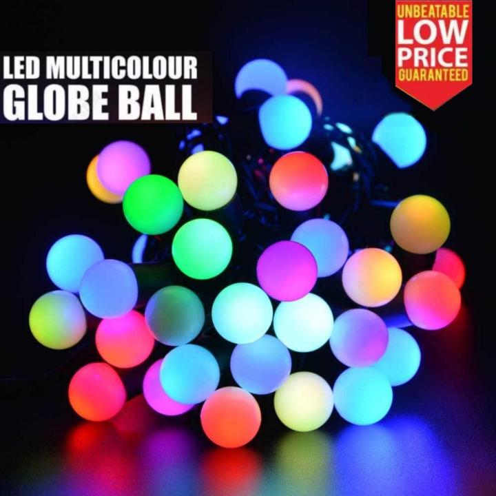 Multi Colour LED Automatic Flashing Color Changing RGB Globe Ball Fairy Light String - with Flasher for Function Party Festival Eid Home Decoration Wedding Birthday