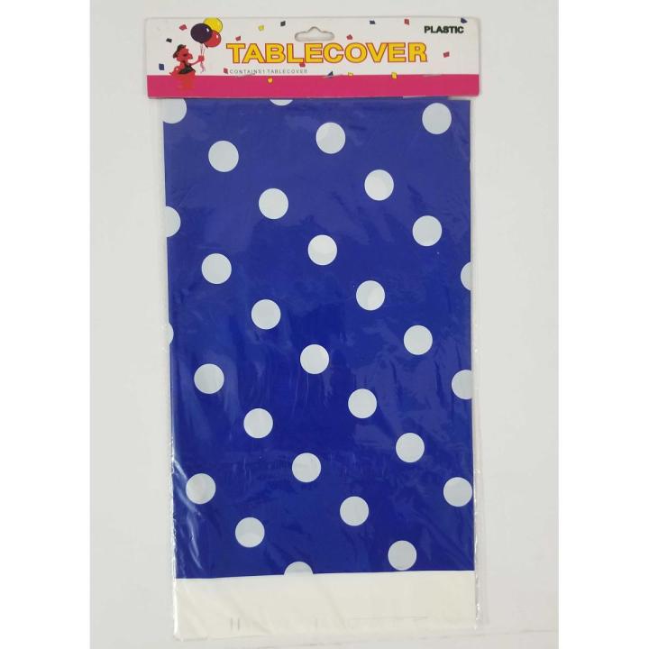 DARK BLUE POLKA DOT TABLE COVER ( 108 CM X 180 CM )