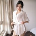 MARGOUN Dress Lingerie Transparent Shirt Sleepwear Silk Chiffon Shirt Nightgown Women Nightwear M10. 