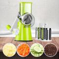 Vegetable Slicer Manual Kitchen Grater Vegetable Chopper 3 in 1 Round Mandolin Cutter Potato Spiralizer Household Gadgets NOTE random color will be delivered. 