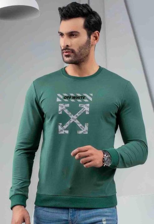Ignite Mens Crew Neck Letter Embossed Solid Sweatshirt - Green