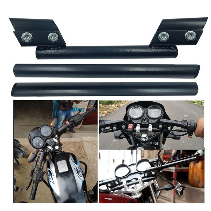 Aluminum 3 Piece Handle Universal Adjustable Black Handle Bar for Motorcycle Hollow Style Adjustable Length For Motorcycle - Blue For Cafe Racers, Honda CD70, CG 125, Suzuki etc