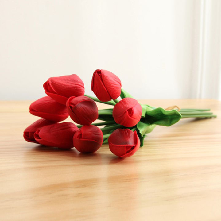 Jei] Artificial Tulip Flowers False Fake Bouquet Real Touch Home Wedding Party Decor Cod I.92990160