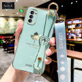 AnDyH New Wristband Phone Case For OPPO Reno 4 4G Popular Straight Edge Electroplating Shockproof Phone Case All Inclusive Lens Cover Maple Leaf Pattern Protective Case With Noble Lanyard. 