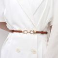 Fashion Gold Metal Hook Buckle Adjustable Thin Belts for Women Ladies Retro Faux Leather Waistband Coat Dress Waist Belt. 