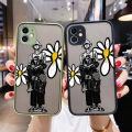 JIUMOO For Realme 7 4G Case Fashion Tide Brand Clear Daisy Pattern Thin Side Square Edge Frosted Transparent Hard Phone Cases New Design Shockproof Silicone Casing Full Cover Camera Protection Softcase. 