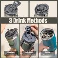 Tumbler with Straw and Lid Handle, 900ML Stainless Steel Coffee Mug, Travel Mug Vacuum Insulated Coffee Cup, Leak Proof Double Wall Insulated Coffee Car Cup for Hot Iced Drinks Proof Hot cold Water Bottle Tumbler Fit Car Holder. 