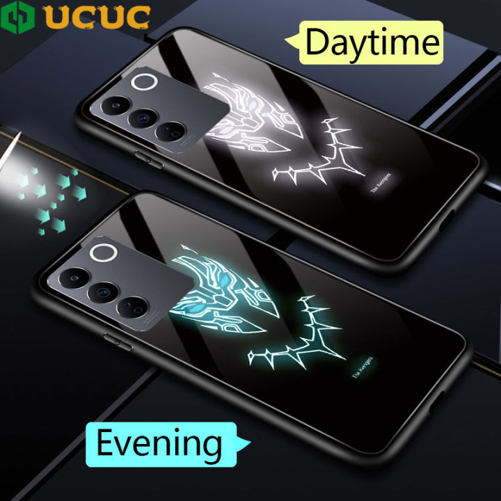 UCUC for Vivo V27E Back Cover Handsome Superheroes Ultra Thin Luminous Glass Phone Case for Boys for Man