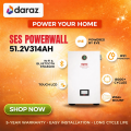 SES PowerWall 51.2V 314Ah LiFePO4 Lithium Battery 16.07kWh | 16076Wh Solar Storage | Wall Mount | Touch LCD | WiFi Bluetooth | 8000+ Cycles | Hybrid Inverter Compatible. 
