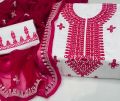 Most Beautiful woman Luxury Dresses  Stuff cotton   Cross stitch 9 mm embroidery  dopatta krincle shafoon 9 mm cross stitch karhai    3 PC. 