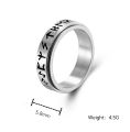 5.8mm Stainless Steel Ring Gold Black Ancient Silver Hollow Out Lun Rune Viking Text Rotatable Stainless Steel Ring finger rings. 