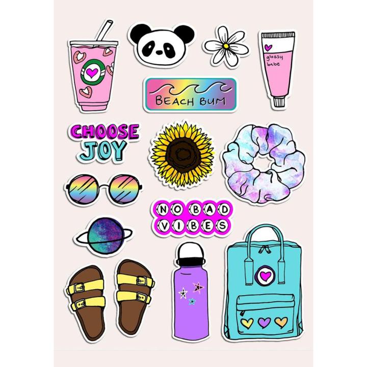 Stickers Colorful summer Color Text Stickers for Laptop Car Bike Phone Stickers