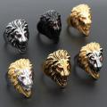 Fashion High Quality Animal stone ring Men's Lion Rings Stainless Steel Rock Punk Rings Men Lion's head Gold Jewelry Wholesale. 