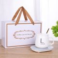 Smart Portable Coffee Tea Cup Warmer Heater Set Heating Cup Pad Ceramics Mug Thermostatic Electric Coaster 55℃ Mug Mat Office Tea Coffee Milk Heater with Cup Spoon. 