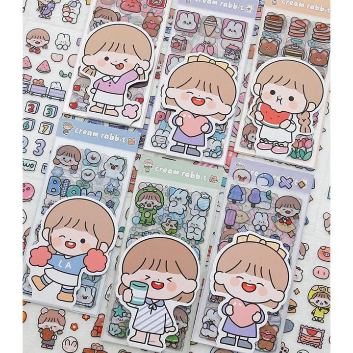 Panda Online 10 Sheets Cute Cream Rabbit PET Stickers Waterproof Album Diary Journal Decorative Scrapbooking DIY Sticker