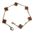[ New ] High Version NOVEMBER'S Clover Bracelet Female Six Flowers Carnelian White Shell Small Size Rose Gold mini Bracelet V Gold. 