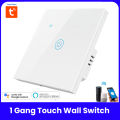 Tuya Smart WiFi 1 Gang Wall Touch Switch – Compatible with Tuya Smart Life App – Voice Control via Google Assistant & Amazon Alexa – Elegant Glass Panel Touch Switch in Black & White. 