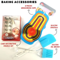 Best Cake Baking Deal Accessories Combo - Decorating Cake Nozzle Set, Silicon Spatula, Oil Brush and Measuring Spoons. 