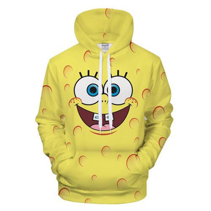 Funny Yellow Boys Hoodies Men Sponge Family Print 3D Hoodie Sweatshirt Men Anime Cartoon Pullover Unisex Hooded Cut Couples coat