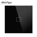 Minitiger EU Standard Touch Switch 1 Gang 1 Way wall Light Touch Screen Switch Crystal Glass Panel With LED. 