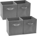 Pack of 4 Foldable Fabric Storage Box Square Bins Cloth Organizer Storage Baskets Folding Nursery Closet Drawer Features Dual Handles Multicolor. 