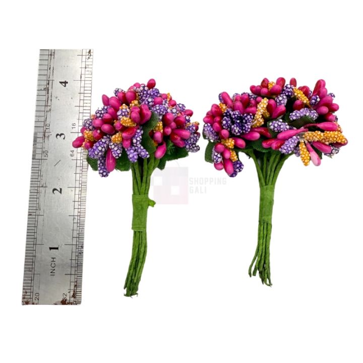 Multi-Color Artificial Berry Stamens / Poonam Bunches - Pack of 2 (12 Sticks Each)