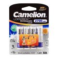 Battery AA Camelion 2700mAh Always Ready Rechargeable 4 Cell Pack For Cameras Or Flash. 