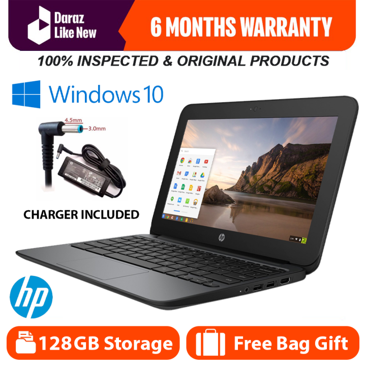 HP ORIGINAL Chromebook 128GB Storage 4GB Ram Most Demanded 5th Generation Laptop Chromebook With Charger & free Laptop Bag Gift Windows 10 Pre Installed Best for Online Work 6+ Hours Battery Timing Slim Easy to Carry Wifi & Bluetooth Supported