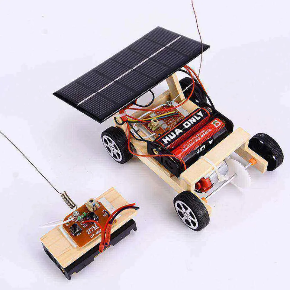 Wooden DIY Solar Powered RC Car Puzzle Assembly Science Vehicle Toys Set for Children Daraz.pk