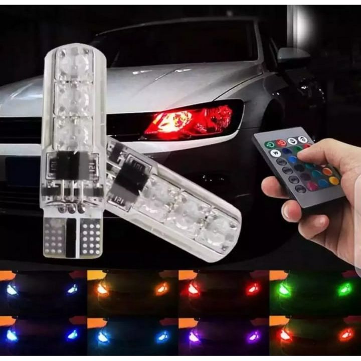 Remote Control Parking Bulb Super Bright 2x T10 5050 LED RGB