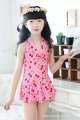 Korean version of children's one-piece bikini, cherry patterned skirt style for older children, skin friendly, comfortable, and high elastic swimsuit. 