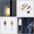 AT - LED USB Wireless Wood Stick Night Light Warm Motion Sensor Wall Lamp Magnetic Corridor Cabinet Wardrobe Light Decor Home Light - 1 Piece. 