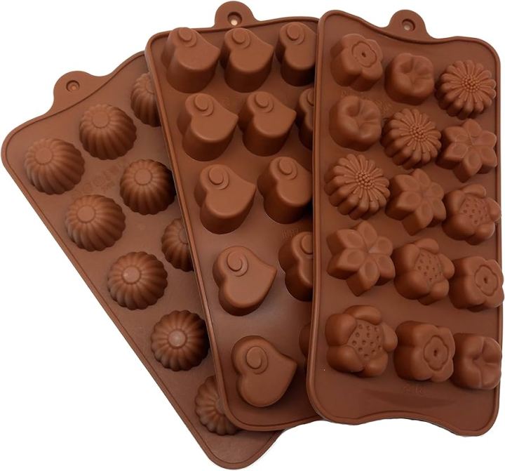 Silicone Chocolate Molds, Food Grade No-Stick Silicone Baking, Candy Mould, Butter Mold Multi-Shapes