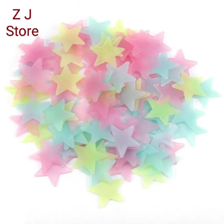 Pack of (100,) Night glowing stars - Home Decor - Glow in the Dark Stars For Kids Room - 3D Glowing Star