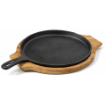 Sizzler Tawa 10-Inch 2in1 Wood Base Cast Iron Krucible Kitchen. 