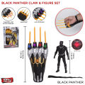 Black Panther Marvel Avengers Plastic Claw_, Hand Contractible_Pop After Pressing And Character With Light Toy For Kids Play & Gifts With Vibranium_Slashing_Simulation Sounds Effect & Light Fx Cool Fit For Children Super Hero Role Play. 