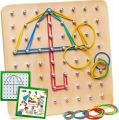 Rubber Leo Board Game (Art Toy), Geo Board Game play with rubber,Rubber band pattern board Mind creativity Game. 