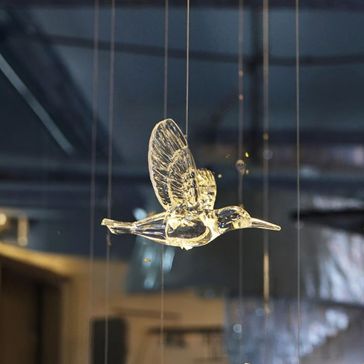 [Featured] Transparent Crystal Acrylic Bird Hummingbird Ceiling Wall Hanging Ornaments / Wedding Party Stage Background Flying Bird Decor