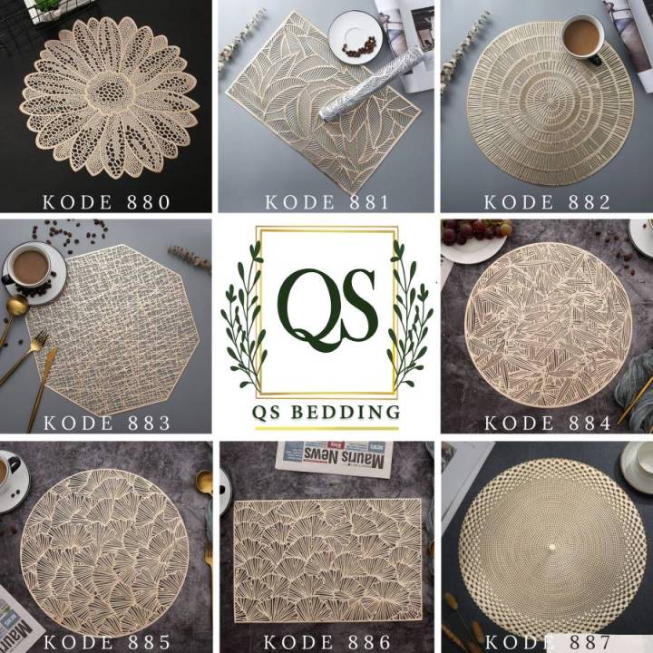 GOLDEN%20LEAF%20PLACEMENT%20%20FOR%20DINING%20TABLE%20SIDE%20TABLE%20%20NON%20-%20SLIP%20WASABLE%20FANCY%20MAT%20SET%20OF%202%204%206%20SIMPLE%20SOLID%20COLOURS%20-%20QS%20Bedding%20-%20Image%202