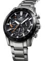 Casio Edifice Mens Steel Black Ion Plated Bezel Solar Power Date Grey Chronograph Carbon Fiber Dial Silver Stainless Steel Brecelet Watch-EQS-930DB-1AVUDF. 