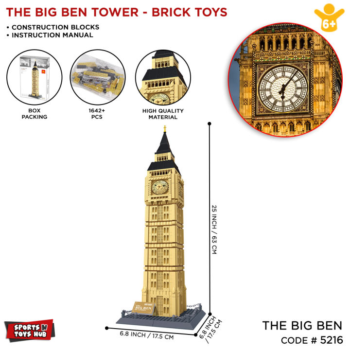 Big Ben Elizabeth Tower Construction Building Blocks For Boys & Girls Wange 5216 Architecture Bricks Creative Gift Toys Set London Clock Tower Wonders Of World Landmark Series Of Superstructure Model Toy For Kids