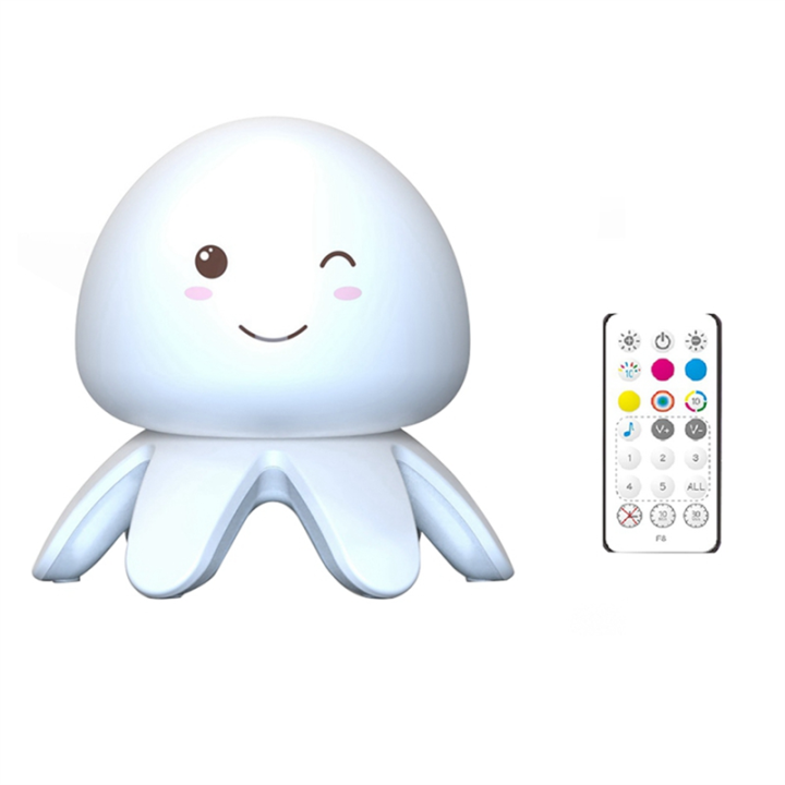Jellyfish Night Lamp with Remote Control 1200MAh USB Rechargeable Silicone Bedside Light