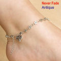 Antique Heart Anklet Payal for Girls and women Simple Silver Foot Bracelet Never Fade. 