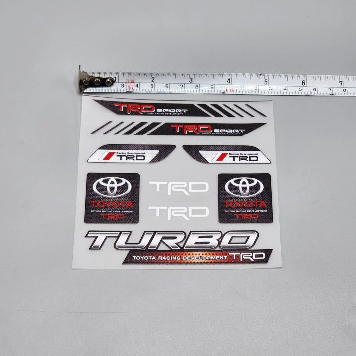 Tr Sticker Cars Premium Embossed Turbo Toyota TRD Sticker Sheet – Custom Car & Bike ...