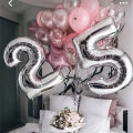 32 Inches Big Size Numeric Balloons Silver 32 Inches - Silver Foil Balloon Birthday Wedding party Decoration customized Name Balloon Available 0 to 9. 