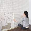 Self-Adhesive White 3D Foam Sheet For Brick Wall PE Foam Sheet Wall Sticker Brick Wall Sheet for Living Room Kitchen Bathroom. 