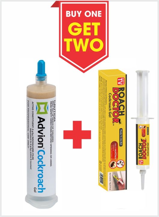 Buy 1 Get 2 ADVION@ Cockroach Gel Bait Indoor & Outdoor Use (30g) Free Roach Doctor Cockroach Gel Bait Roach Killer with Syringe Applicator (10g)