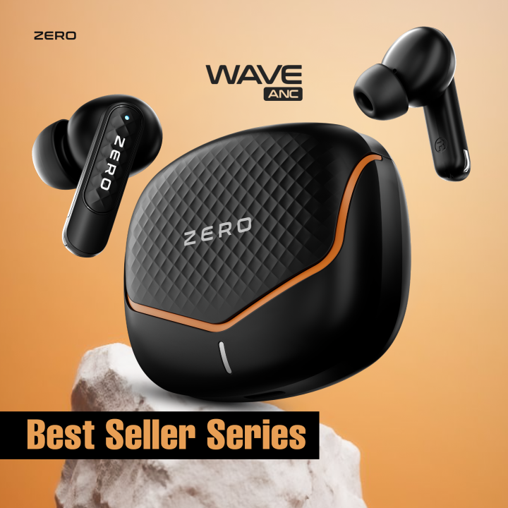 Zero® Wave ANC Wireless Earbuds | Bluetooth 5.4v Gaming Earbuds | 13mm Base Driver Earbuds | Quad Mic ENC  Earbuds for Calling |ANC Active Noise Cancelling Earbuds | Bluetooth Earbuds for iOS and Android | Best Earbuds for Men and Women